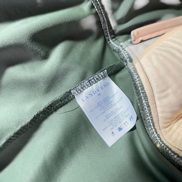 Lands End One Piece Adjustable V Neck Faux Wrap Olive Green Swim Dress 16 - Picture 6 of 10